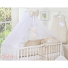 120x60 babybed Mosquito-net made of chiffon- Hanging Hearts white dots on beige