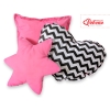 3pcs pillow set - Chevron black/ pink