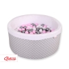 Baby Ball-pit minky with balls 200pcs - white dots on gray