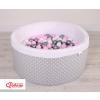 Baby Ball-pit minky with balls 200pcs - white dots on gray