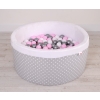 Baby Ball-pit minky with balls 200pcs - white dots on gray