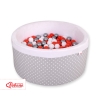 Baby Ball-pit minky with balls 200pcs - white dots on gray