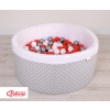 Baby Ball-pit minky with balls 200pcs - white dots on gray