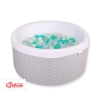 Baby Ball-pit minky with balls 200pcs - white dots on gray