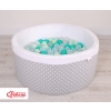 Baby Ball-pit minky with balls 200pcs - white dots on gray