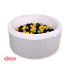 Baby Ball-pit minky with balls 200pcs - white dots on gray