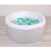 Baby Ball-pit minky with balls 200pcs - white dots on gray