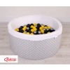 Baby Ball-pit minky with balls 200pcs - white dots on gray
