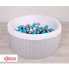 Baby Ball-pit minky with balls 200pcs - white dots on gray