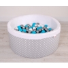Baby Ball-pit minky with balls 200pcs - white dots on gray