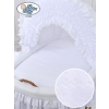 Baby bassinet with wheels Natural Wicker & Wood hood crib Charlotte White Embroidered Bedding Set no 50102White Bedding Set