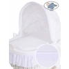 Baby bassinet with wheels White Wicker & Wood hood crib Sophia no. 70102-912