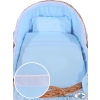 Baby bassinet with wheels Wicker hood crib Carina- Blue