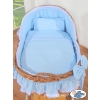 Baby bassinet with wheels Wicker hood crib Carina- Blue