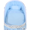 Baby bassinet with wheels Wicker hood crib Carina- Blue