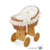 Baby bassinet with wheels Wicker hood crib Carina- Cream