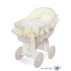 Baby bassinet with wheels Wicker hood crib Carina- Cream