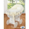 Baby bassinet with wheels Wicker hood crib Carina- Cream