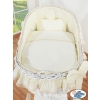 Baby bassinet with wheels Wicker hood crib Carina- Cream