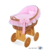 Baby bassinet with wheels Wicker hood crib Carina- Pink