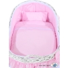 Baby bassinet with wheels Wicker hood crib Carina- Pink