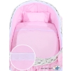 Baby bassinet with wheels Wicker hood crib Carina- Pink