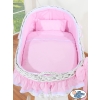 Baby bassinet with wheels Wicker hood crib Carina- Pink
