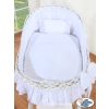 Baby bassinet with wheels Wicker hood crib Carina- White