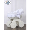 Baby bassinet with wheels Wicker hood crib Charlotte- White with lace