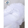 Baby bassinet with wheels Wicker hood crib Charlotte- White with lace