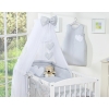 Baby Bed Bedding set 7-pcs with mosquito-net- Hanging Hearts Gray