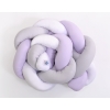 Baby bed braided Knot bumper- white-gray-lilac
