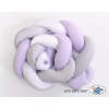 Baby bed braided Knot bumper- white-gray-lilac