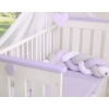 Baby bed braided Knot bumper- white-gray-lilac