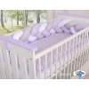 Baby bed braided Knot bumper- white-gray-lilac