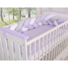 Baby bed braided Knot bumper- white-gray-lilac