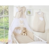 Baby Bed Canopy made of Chiffon- Hanging Hearts white polka dots on beige