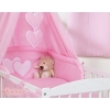 Baby Bed Canopy made of cotton- Hanging Hearts pink