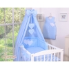 Baby Bed Canopy made of cotton- Hanging Hearts white dots on blue