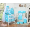 Baby Bed Canopy made of cotton- Hanging Hearts white dots on turquoise