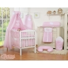 Baby Bed Canopy made of cotton- Hanging Hearts white polka dots on pink