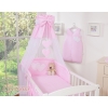 Baby Bed Canopy made of tulle- Hanging Hearts rosa stripes