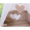 Baby Bed Canopy made of tulle- Hanging Hearts white dots on brown