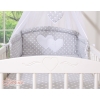 Baby Bed Canopy made of tulle- Hanging Hearts white dots on Gray