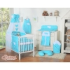 Baby Bed Canopy made of tulle- Hanging Hearts white dots on turquoise
