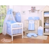 Baby Bed Canopy made of tulle- Hanging Hearts white polka dots on blue