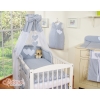 Baby Bed Canopy made of tulle- Hanging Hearts white polka dots on gray