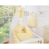 Baby Bed Canopy made of tulle- Hanging Hearts yellow stripes