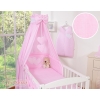 Baby Bedding set 5-pcs- with canopy- Hanging Hearts pink stripes