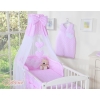 Baby Bedding set 5-pcs- with canopy- Hanging Hearts white dots on pink